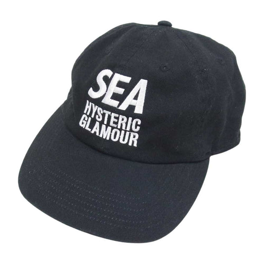 HYSTERIC GLAMOUR ヒステリックグラマー WDS-HYS-06 × WIND AND SEA ウィンダンシー ロゴ キャップ ブラック系【中古】