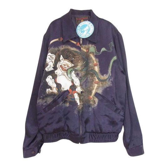 HYSTERIC GLAMOUR ヒステリックグラマー 02201AB10 風神雷神柄 スーベニア レーヨン ジャケット パープル系 S【美品】【中古】