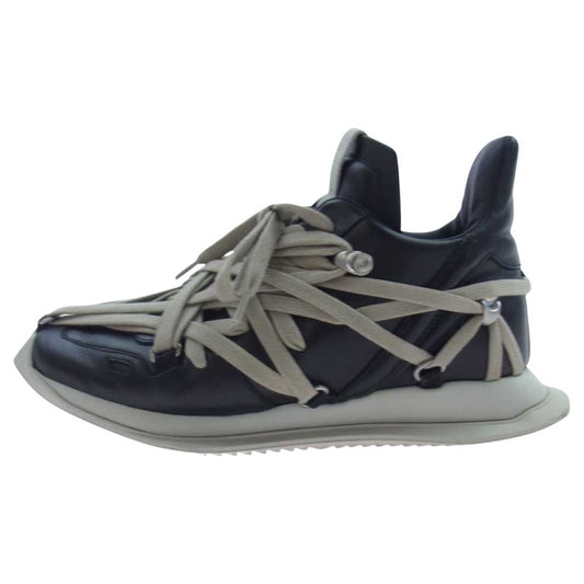 Rick Owens リックオウエンス 21SS S6812  MEGALACED RUNNER メガレース レザー ローカット スニーカー ブラック系 39【中古】