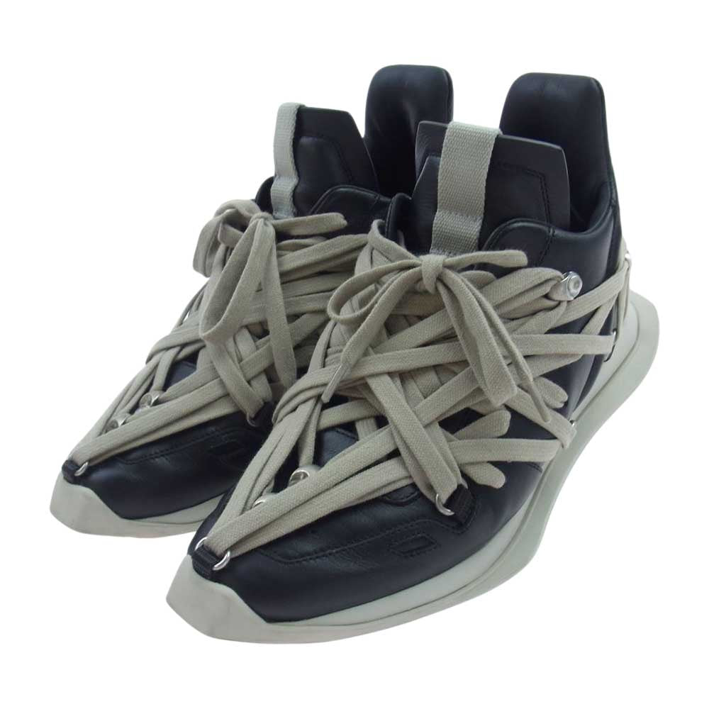 Rick Owens リックオウエンス 21SS S6812  MEGALACED RUNNER メガレース レザー ローカット スニーカー ブラック系 39【中古】
