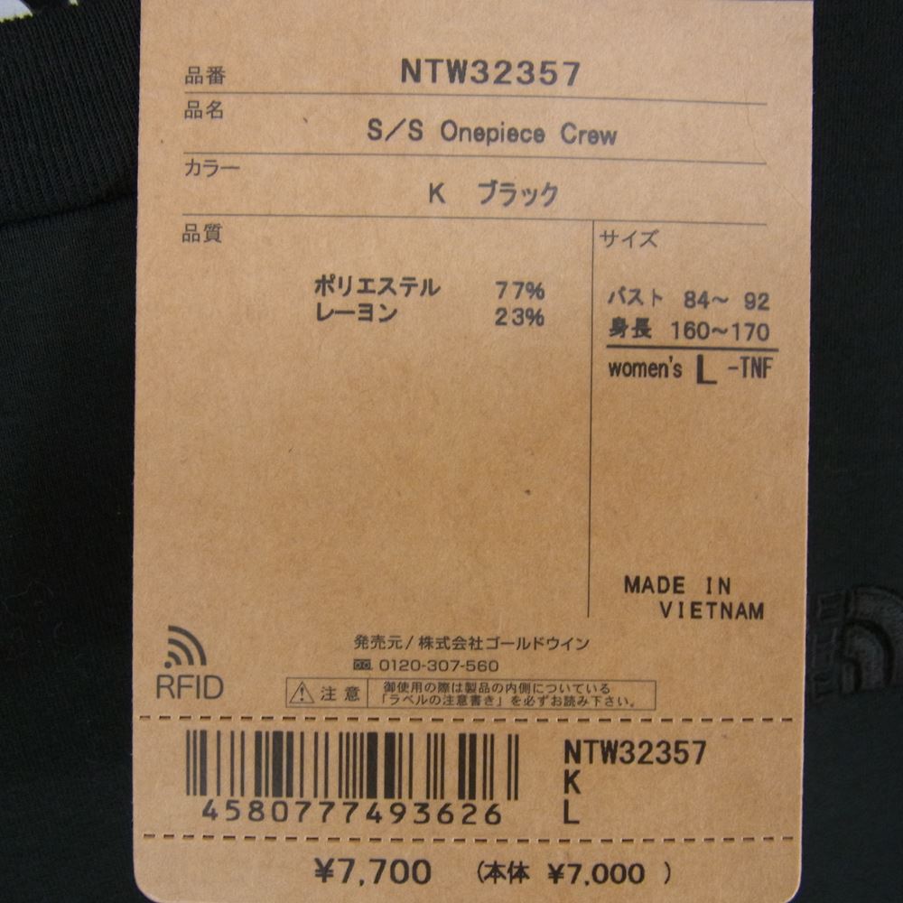 THE NORTH FACE ノースフェイス NTW32357 S/S Onepiece Crew ワンピース クルーネック 半袖 ブラック系 L【極上美品】【中古】