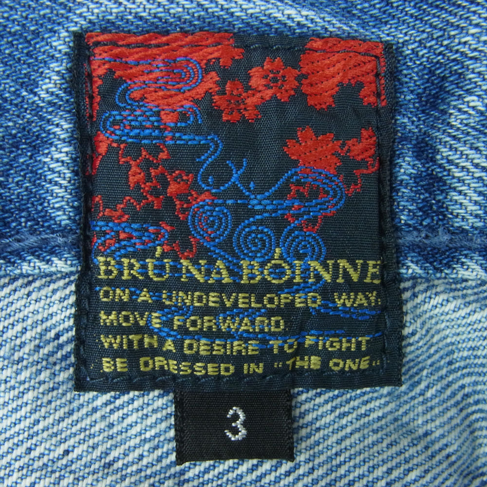 BRU NA BOINNE ブルーナボイン March Denim マーチ デニム ワイド パンツ コットン 日本製 インディゴブルー系 3【中古】