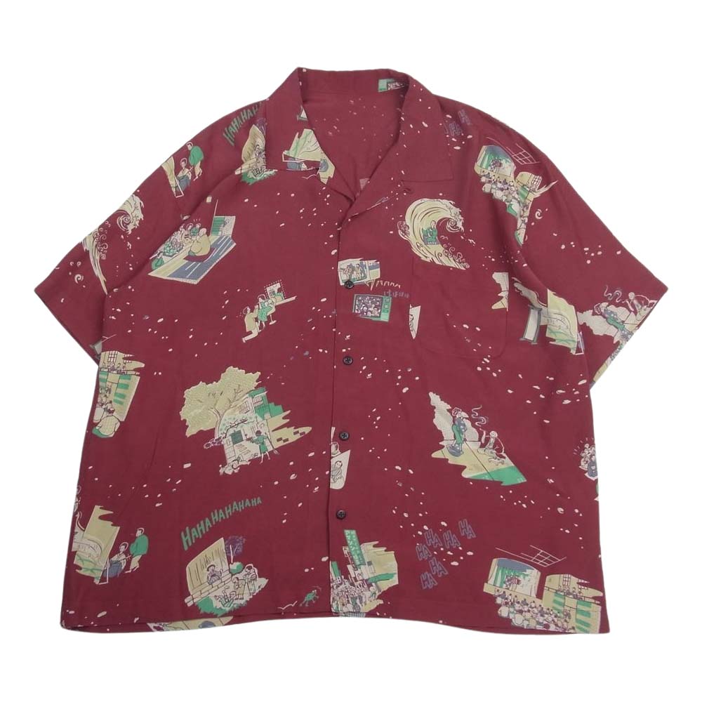 PORTER CLASSIC ポータークラシック JS ジャーナルスタンダード別注 SHOWFOLK ALOHA SHIRT フォークショー アロハ ハワイアン レーヨン 半袖 シャツ M エンジ系 M【中古】