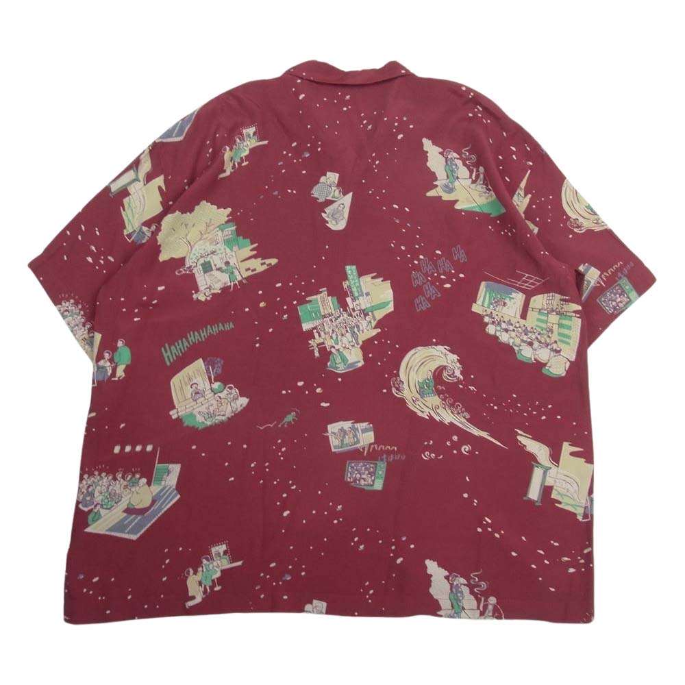PORTER CLASSIC ポータークラシック JS ジャーナルスタンダード別注 SHOWFOLK ALOHA SHIRT フォークショー アロハ ハワイアン レーヨン 半袖 シャツ M エンジ系 M【中古】