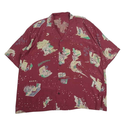 PORTER CLASSIC ポータークラシック JS ジャーナルスタンダード別注 SHOWFOLK ALOHA SHIRT フォークショー アロハ ハワイアン レーヨン 半袖 シャツ XL エンジ系 XL【中古】