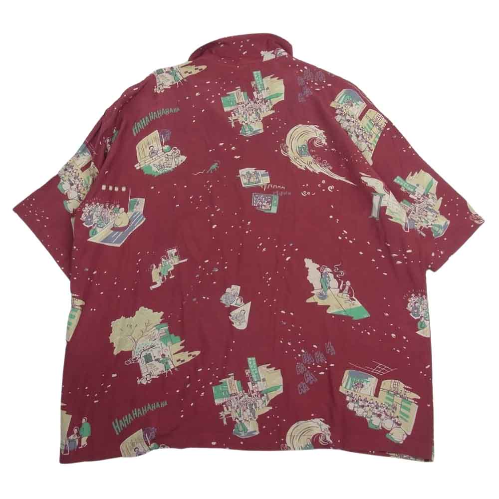PORTER CLASSIC ポータークラシック JS ジャーナルスタンダード別注 SHOWFOLK ALOHA SHIRT フォークショー アロハ ハワイアン レーヨン 半袖 シャツ XL エンジ系 XL【中古】
