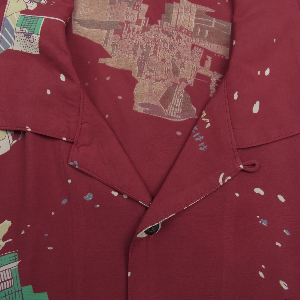 PORTER CLASSIC ポータークラシック JS ジャーナルスタンダード別注 SHOWFOLK ALOHA SHIRT フォークショー アロハ ハワイアン レーヨン 半袖 シャツ XL エンジ系 XL【中古】