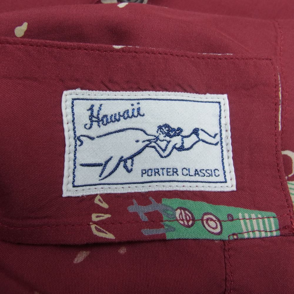 PORTER CLASSIC ポータークラシック JS ジャーナルスタンダード別注 SHOWFOLK ALOHA SHIRT フォークショー アロハ ハワイアン レーヨン 半袖 シャツ XL エンジ系 XL【中古】