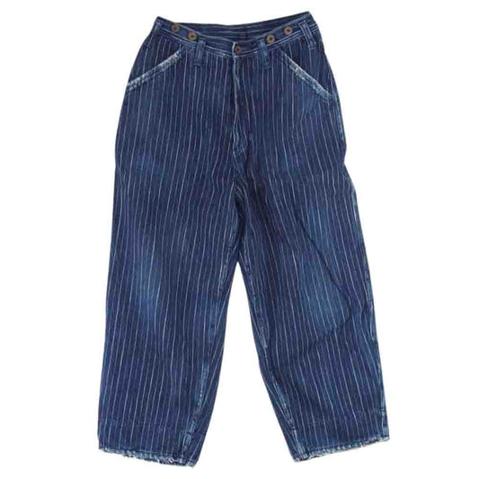 PORTER CLASSIC ポータークラシック HAWAIIAN DENIM PANTS ハワイアン ヒッコリー ウッドボダン デニム パンツ インディゴブルー系 S【中古】