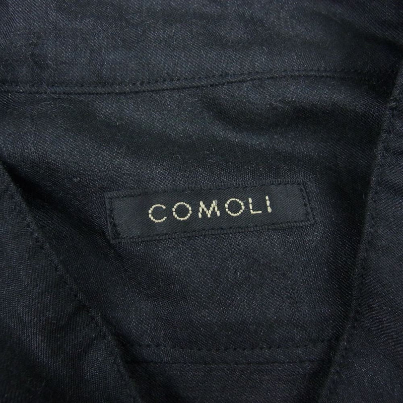 COMOLI コモリ 23SS X01-02016 ウールシルク プルオーバーシャツ チャコール系 2【美品】【中古】