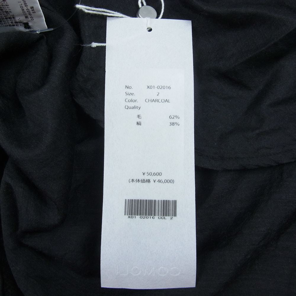 COMOLI コモリ 23SS X01-02016 ウールシルク プルオーバーシャツ チャコール系 2【美品】【中古】