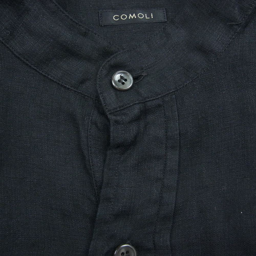 COMOLI コモリ 23SS X01-02017 リネンWクロス プルオーバー シャツ ブラック系 2【美品】【中古】
