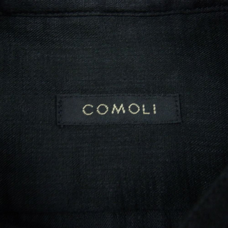 COMOLI コモリ 23SS X01-02017 リネンWクロス プルオーバー シャツ ブラック系 2【美品】【中古】
