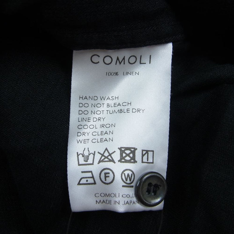 COMOLI コモリ 23SS X01-02017 リネンWクロス プルオーバー シャツ ブラック系 2【美品】【中古】