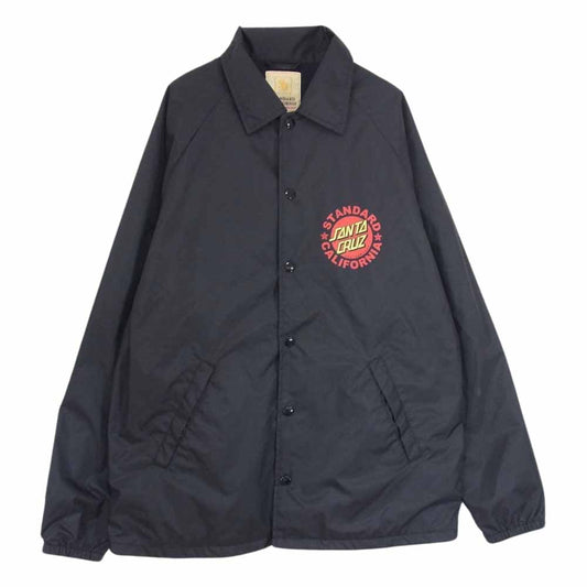 STANDARD CALIFORNIA スタンダードカリフォルニア × SANTA CRUZ サンタクルーズ バックロゴ プリント コーチジャケット ブラック系 L【中古】