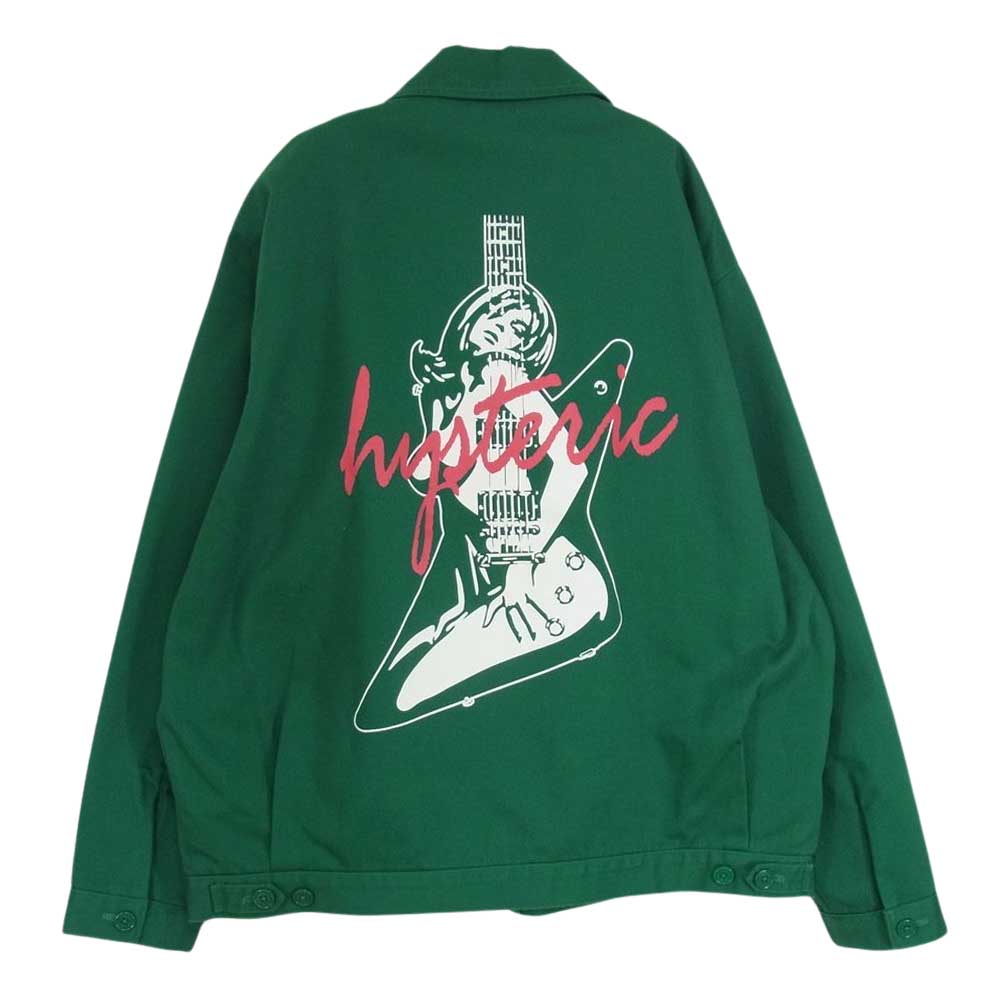 HYSTERIC GLAMOUR ヒステリックグラマー 23SS 02231AB01 × Dickies ディッキーズ GUITAR GIRL ギターガール アイゼンハワー ワーク ジャケット グリーン系 XL【美品】【中古】
