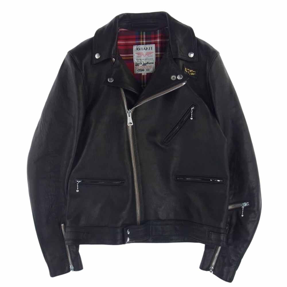 Lewis Leathers ルイスレザー 441T CYCLONE TIGHT FIT サイクロン タイト フィット シープ ベージュテープ レザー ライダース ジャケット ブラック系 40【中古】