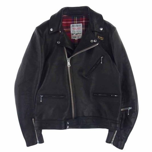 Lewis Leathers ルイスレザー 441T CYCLONE TIGHT FIT サイクロン タイト フィット シープ ベージュテープ レザー ライダース ジャケット ブラック系 40【中古】