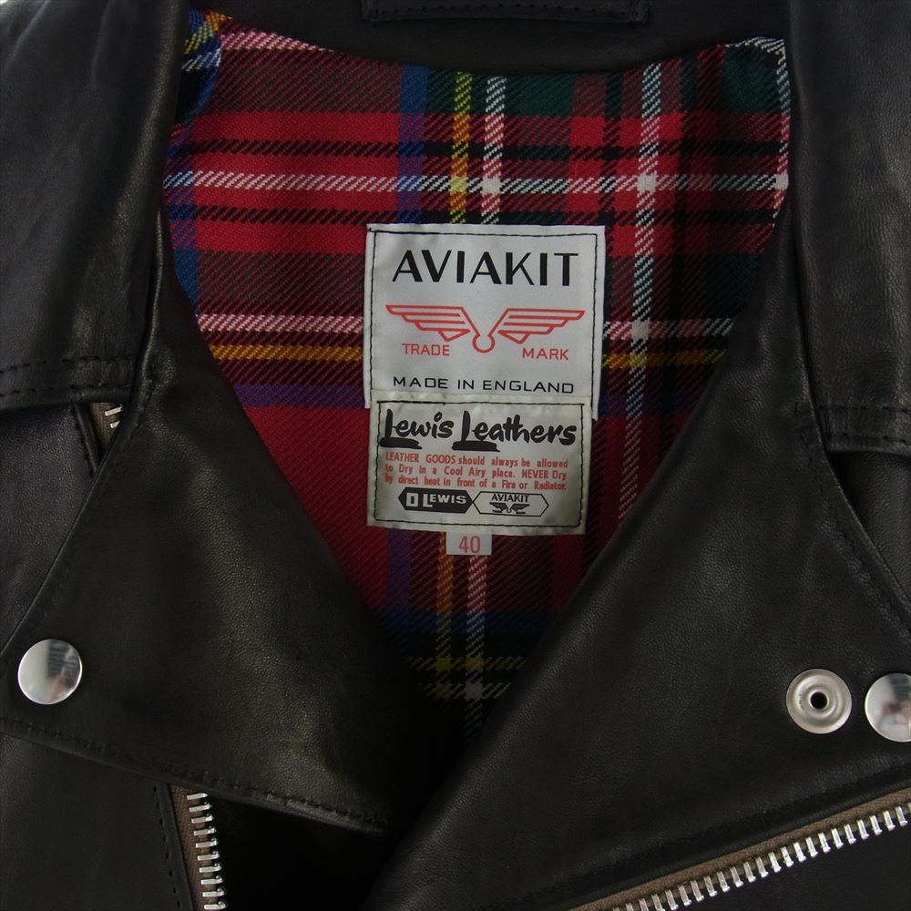 Lewis Leathers ルイスレザー 441T CYCLONE TIGHT FIT サイクロン タイト フィット シープ ベージュテープ レザー ライダース ジャケット ブラック系 40【中古】