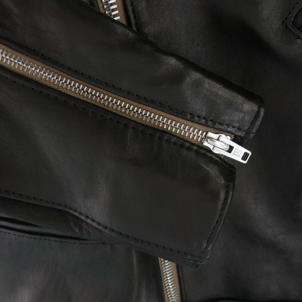 Lewis Leathers ルイスレザー 441T CYCLONE TIGHT FIT サイクロン タイト フィット シープ ベージュテープ レザー ライダース ジャケット ブラック系 40【中古】