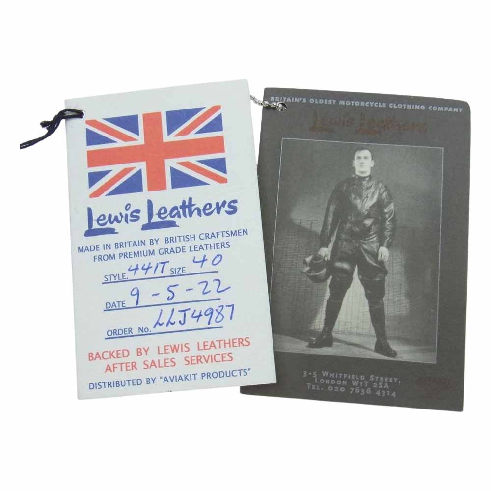 Lewis Leathers ルイスレザー 441T CYCLONE TIGHT FIT サイクロン タイト フィット シープ ベージュテープ レザー ライダース ジャケット ブラック系 40【中古】