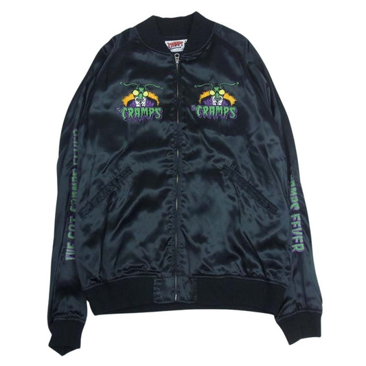 HYSTERIC GLAMOUR ヒステリックグラマー 02191AB09 CPAMPS クランプス スカジャン サテン ジャケット ブラック系 L【中古】