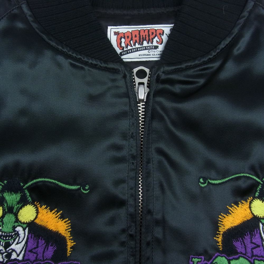 HYSTERIC GLAMOUR ヒステリックグラマー 02191AB09 CPAMPS クランプス スカジャン サテン ジャケット ブラック系 L【中古】