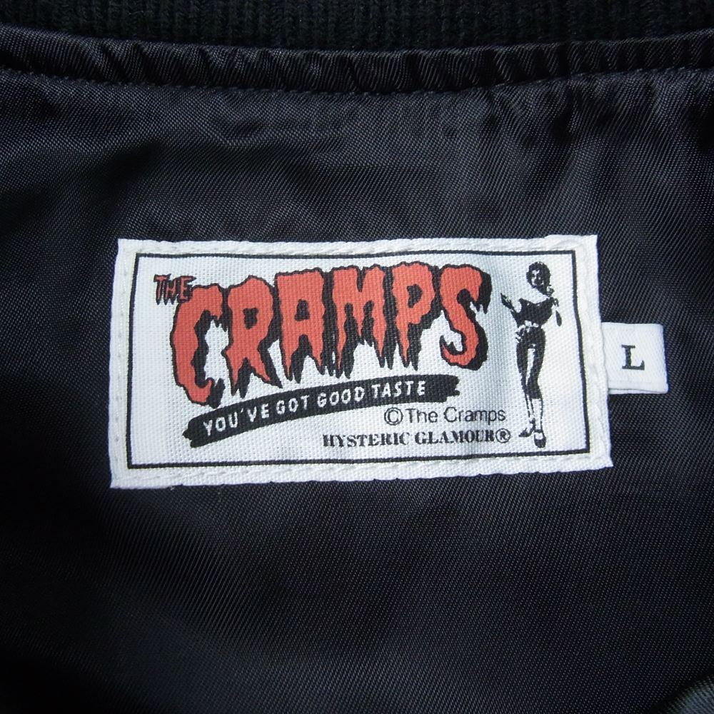 HYSTERIC GLAMOUR ヒステリックグラマー 02191AB09 CPAMPS クランプス スカジャン サテン ジャケット ブラック系 L【中古】