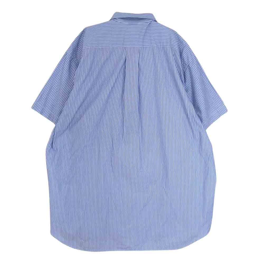 COMME des GARCONS コムデギャルソン 22SS FI-B036 SHIRT フランス製 オーバーサイズ レギュラーカラー コットン ストライプ 半袖 シャツ ブルー系 S【中古】