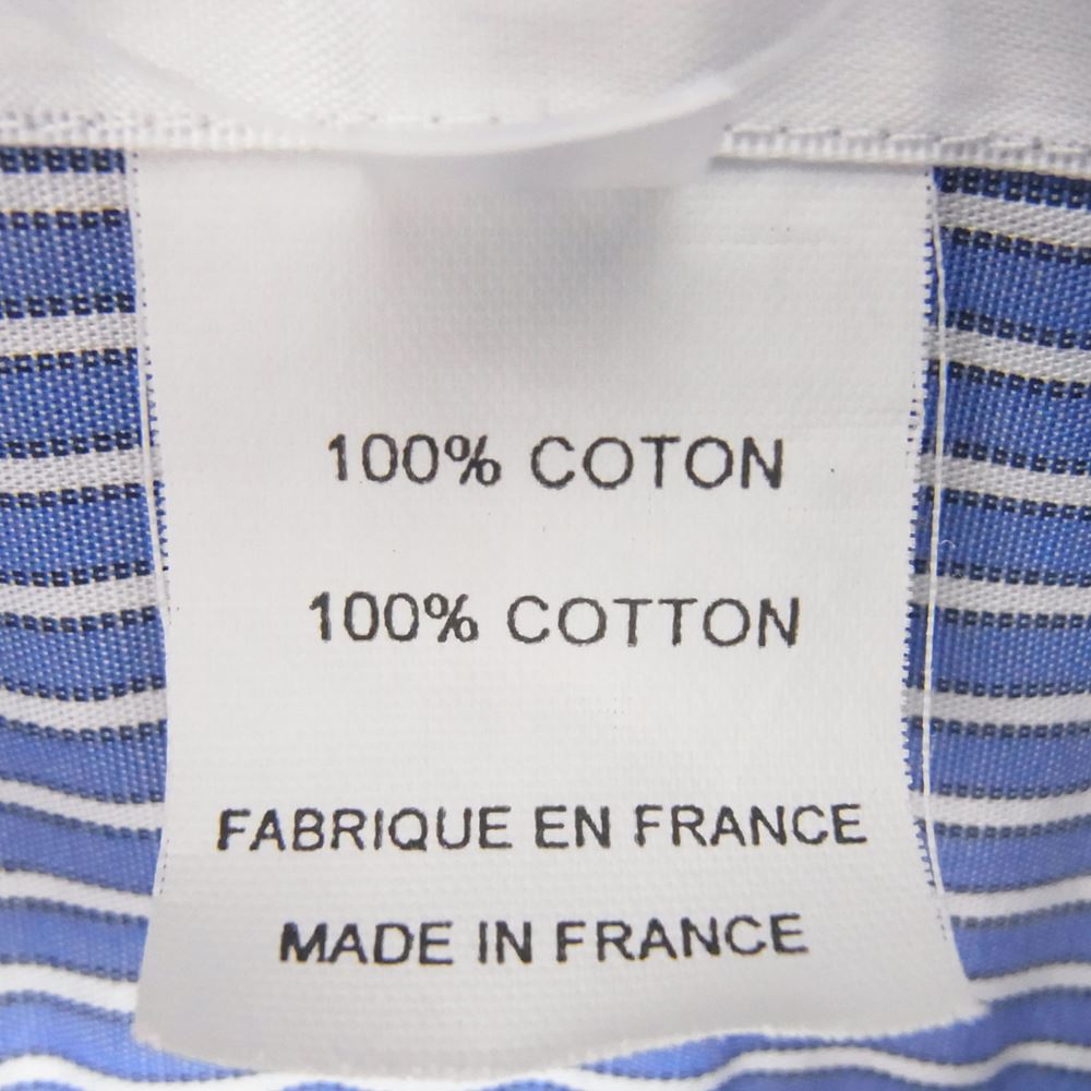 COMME des GARCONS コムデギャルソン 22SS FI-B036 SHIRT フランス製 オーバーサイズ レギュラーカラー コットン ストライプ 半袖 シャツ ブルー系 S【中古】