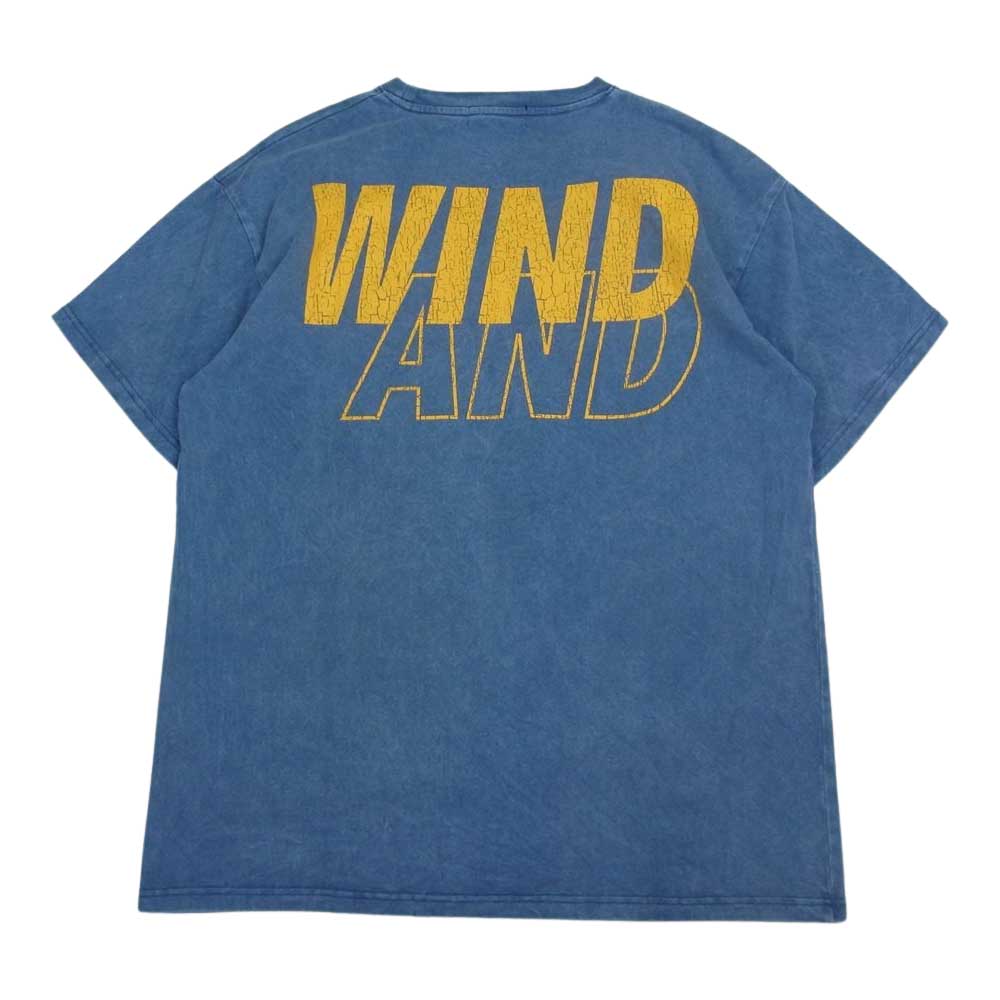 WIND AND SEA ウィンダンシー Crack-P-Dye S/S Tee クラック ロゴプリント ガーメントダイ加工 半袖 Tシャツ ブルー系 L【中古】