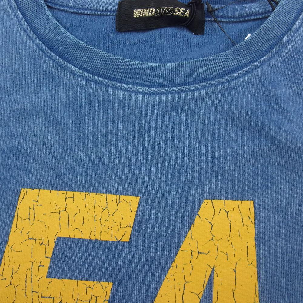 WIND AND SEA ウィンダンシー Crack-P-Dye S/S Tee クラック ロゴプリント ガーメントダイ加工 半袖 Tシャツ ブルー系 L【中古】