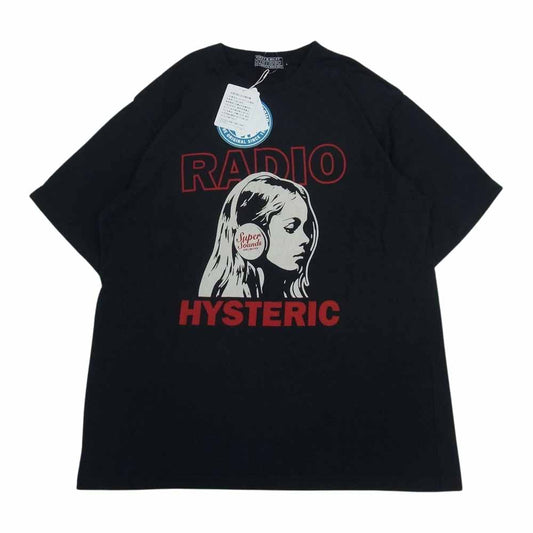 HYSTERIC GLAMOUR ヒステリックグラマー 02233CT03 HYSTERIC RADIO ヒステリックラジオ プリント クルーネック 半袖 Tシャツ ブラック系 L【美品】【中古】