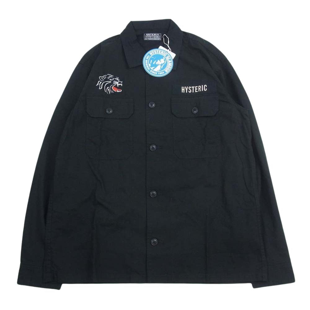 HYSTERIC GLAMOUR ヒステリックグラマー 23AW 02233AH08 AMPLIFIED刺繍 ユーティリティ ミリタリー 長袖 シャツ ブラック系 L【新古品】【未使用】【中古】