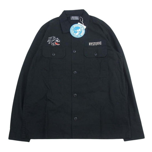 HYSTERIC GLAMOUR ヒステリックグラマー 23AW 02233AH08 AMPLIFIED刺繍 ユーティリティ ミリタリー 長袖 シャツ ブラック系 L【新古品】【未使用】【中古】