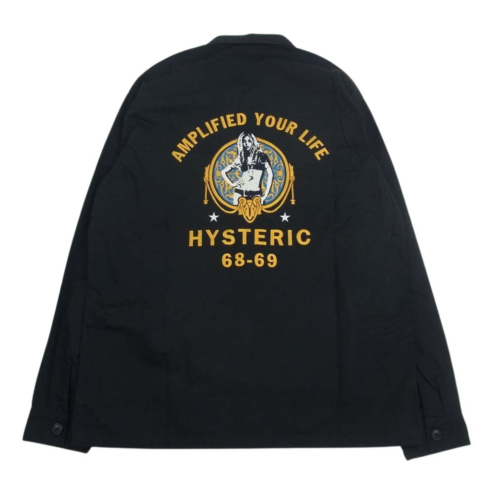 HYSTERIC GLAMOUR ヒステリックグラマー 23AW 02233AH08 AMPLIFIED刺繍 ユーティリティ ミリタリー 長袖 シャツ ブラック系 L【新古品】【未使用】【中古】