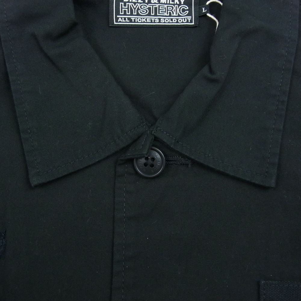 HYSTERIC GLAMOUR ヒステリックグラマー 23AW 02233AH08 AMPLIFIED刺繍 ユーティリティ ミリタリー 長袖 シャツ ブラック系 L【新古品】【未使用】【中古】