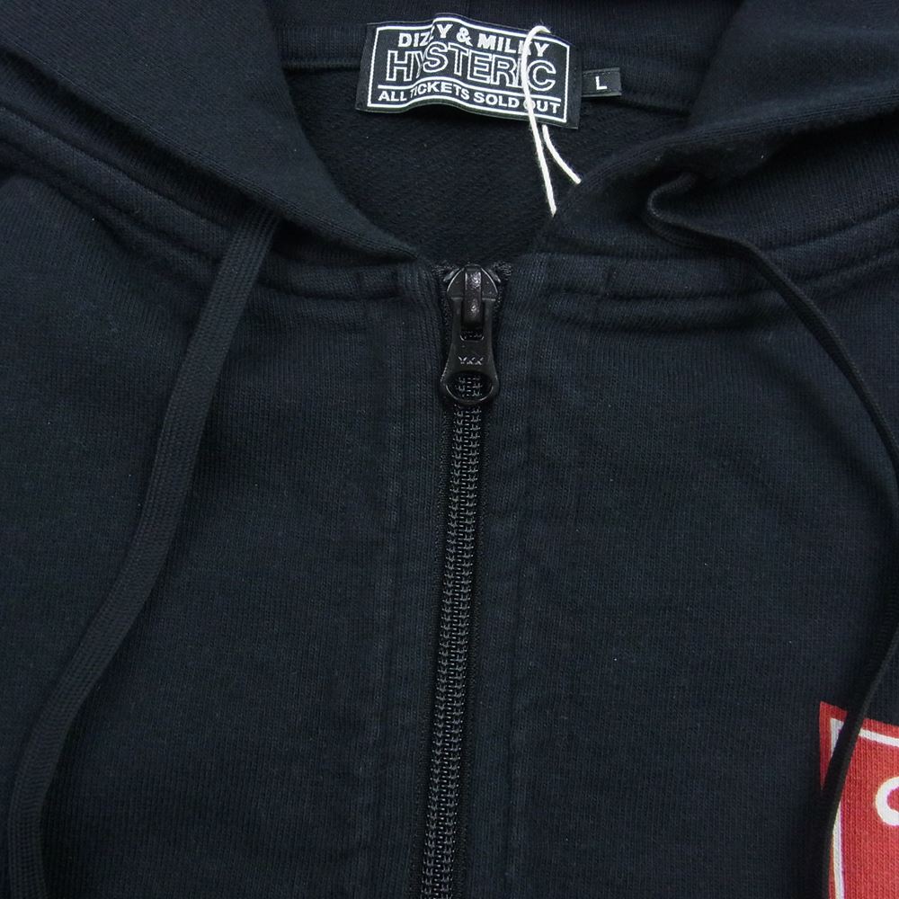 HYSTERIC GLAMOUR ヒステリックグラマー 23AW 02233CF01 MUSIC UP ミュージックアップ フルジップ パーカー ネイビー系 L【新古品】【未使用】【中古】