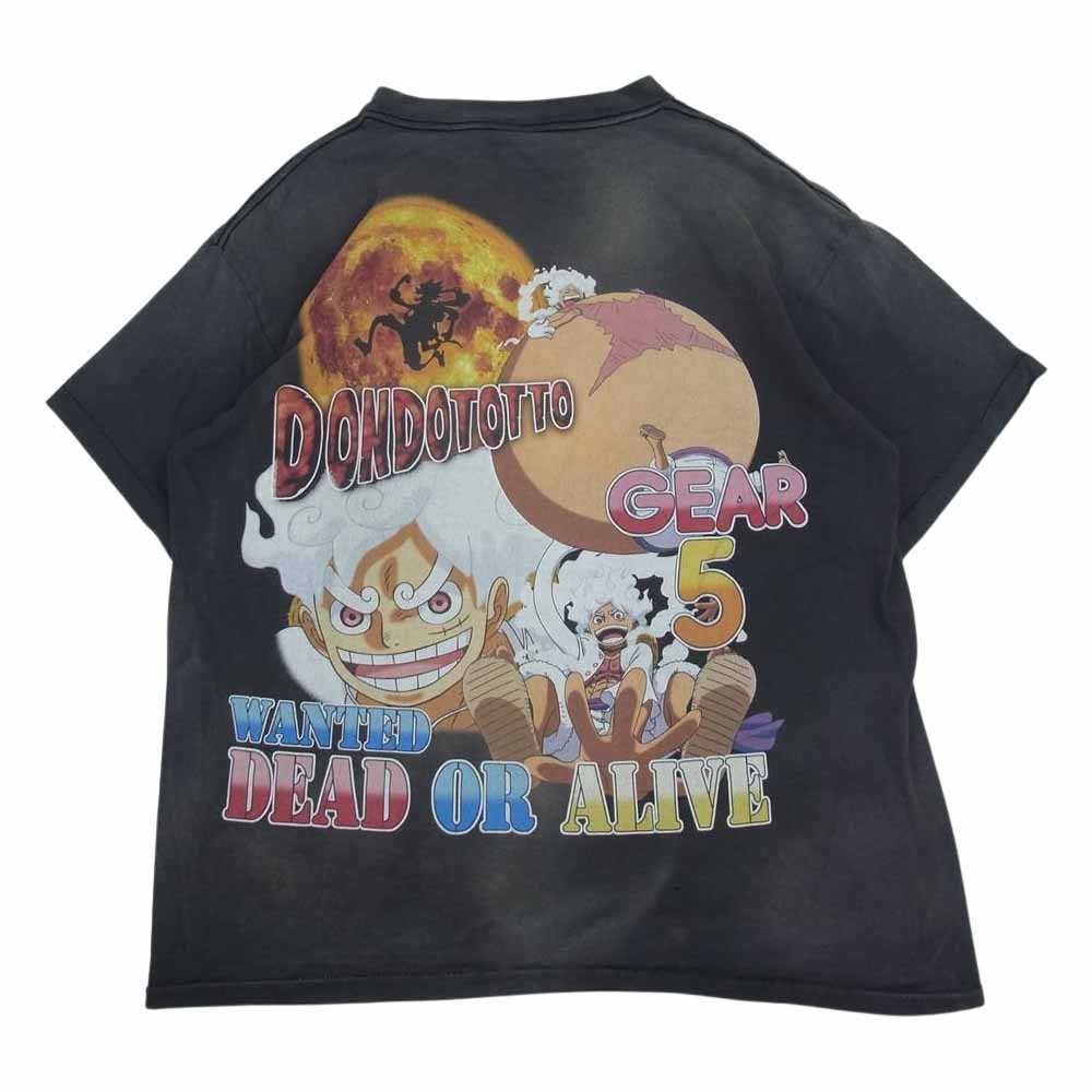 SAINT MICHAEL セントマイケル ONE PIECE OP_SS T-Shirt ワンピース ルフィ ヴィンテージ加工 プリント 半袖 Tシャツ グレー系 L【中古】