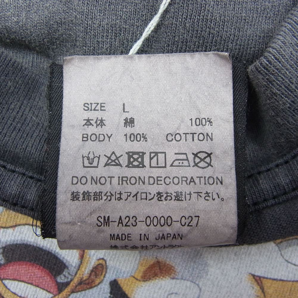 SAINT MICHAEL セントマイケル ONE PIECE OP_SS T-Shirt ワンピース ルフィ ヴィンテージ加工 プリント 半袖 Tシャツ グレー系 L【中古】