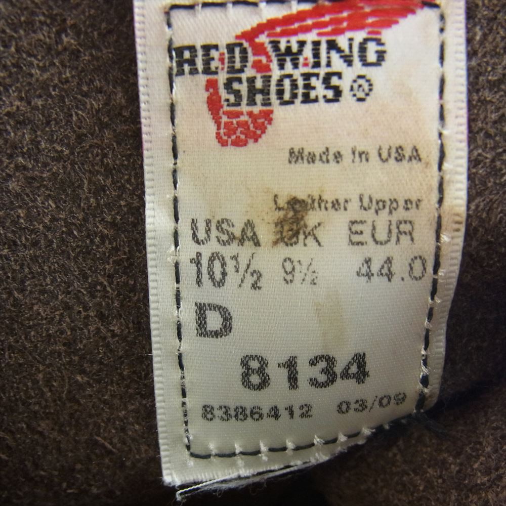 RED WING レッドウィング 8134 Classic Work Round-toe クラシック ワーク ラウンドトゥ ブーツ ブラウン系 US10 1/2【中古】