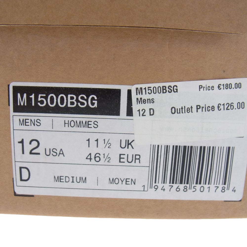 NEW BALANCE ニューバランス M1500BSG スエード ローカット スニーカー グレー系 US12【極上美品】【中古】
