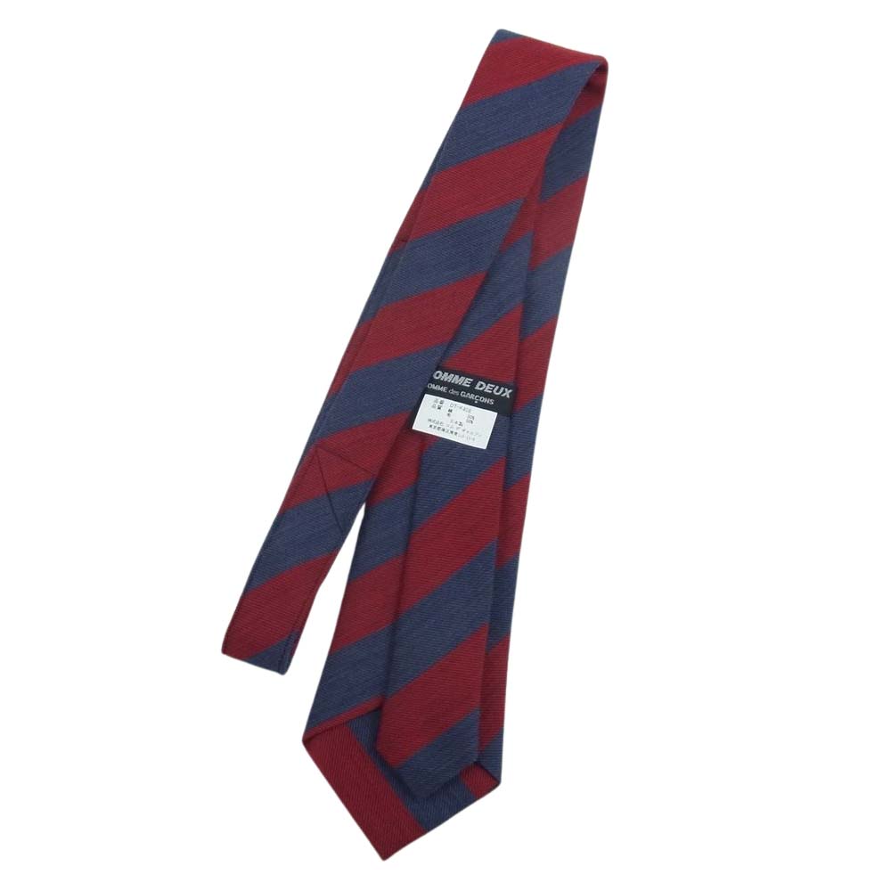 COMME des GARCONS HOMME DEUX コムデギャルソンオムドゥ DT-K408 シルク混 ストライプ ネクタイ レッド系 ネイビー系【中古】