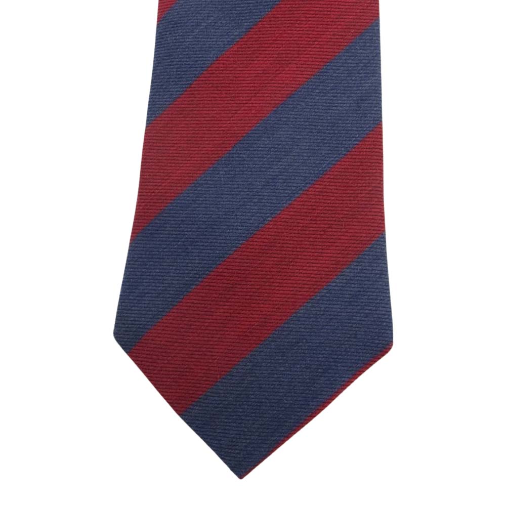 COMME des GARCONS HOMME DEUX コムデギャルソンオムドゥ DT-K408 シルク混 ストライプ ネクタイ レッド系 ネイビー系【中古】