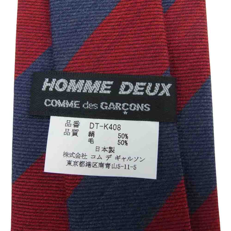 COMME des GARCONS HOMME DEUX コムデギャルソンオムドゥ DT-K408 シルク混 ストライプ ネクタイ レッド系 ネイビー系【中古】