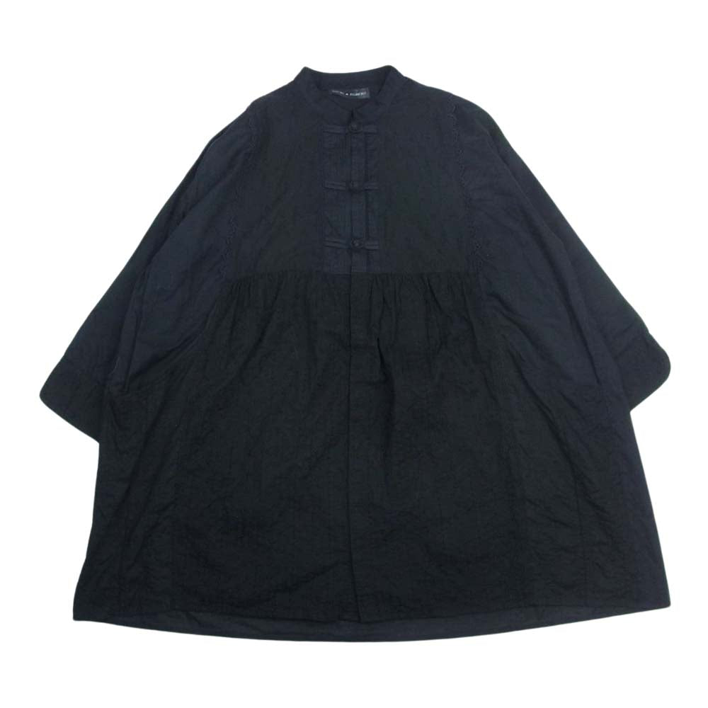 BEAMS BOY ビームスボーイ 21SS-002CH 13-11-1443-702 TORI-TO トリト別注 チャイナボタン チャイニーズ ギャザー シャツ ブラック系 M【中古】