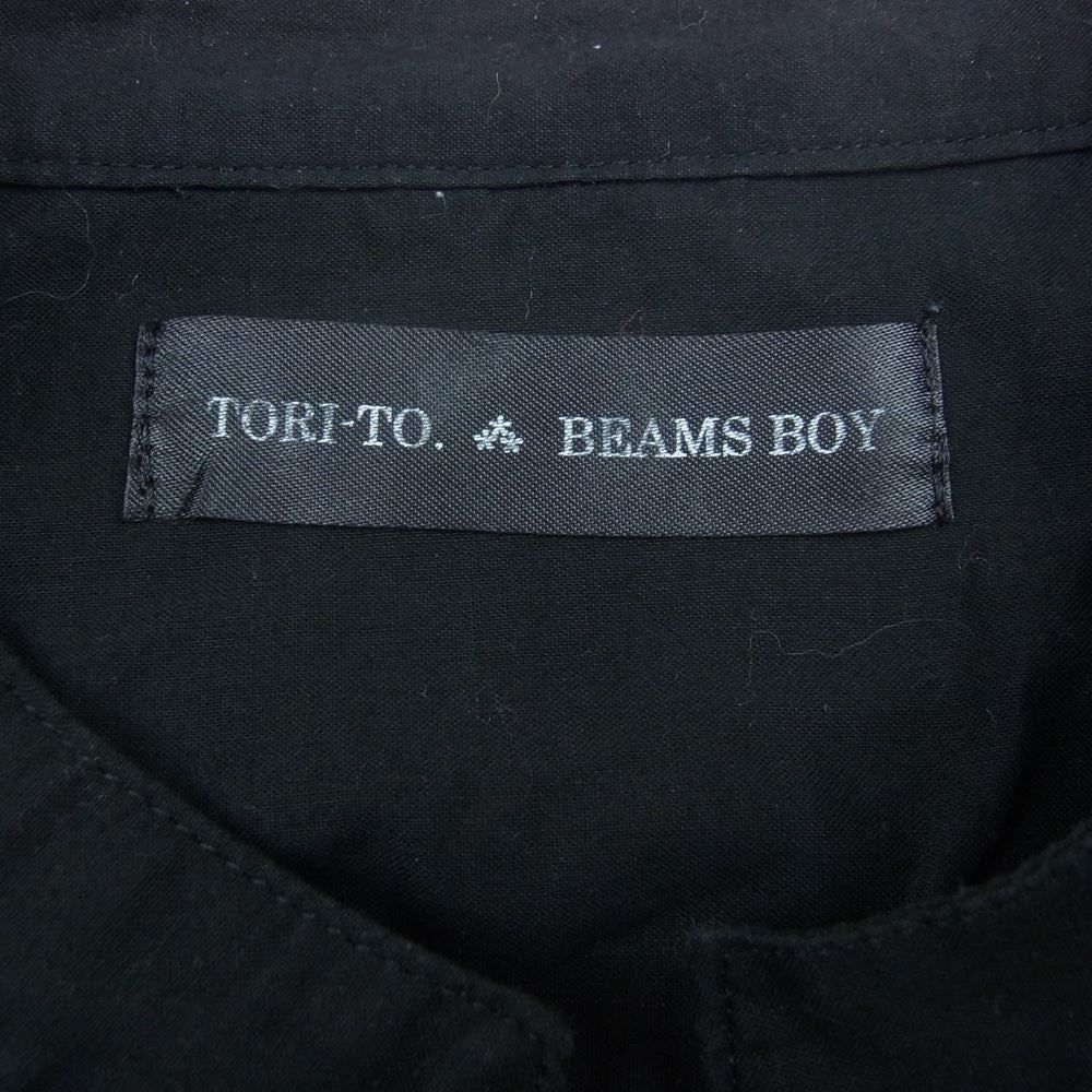 BEAMS BOY ビームスボーイ 21SS-002CH 13-11-1443-702 TORI-TO トリト別注 チャイナボタン チャイニーズ ギャザー シャツ ブラック系 M【中古】