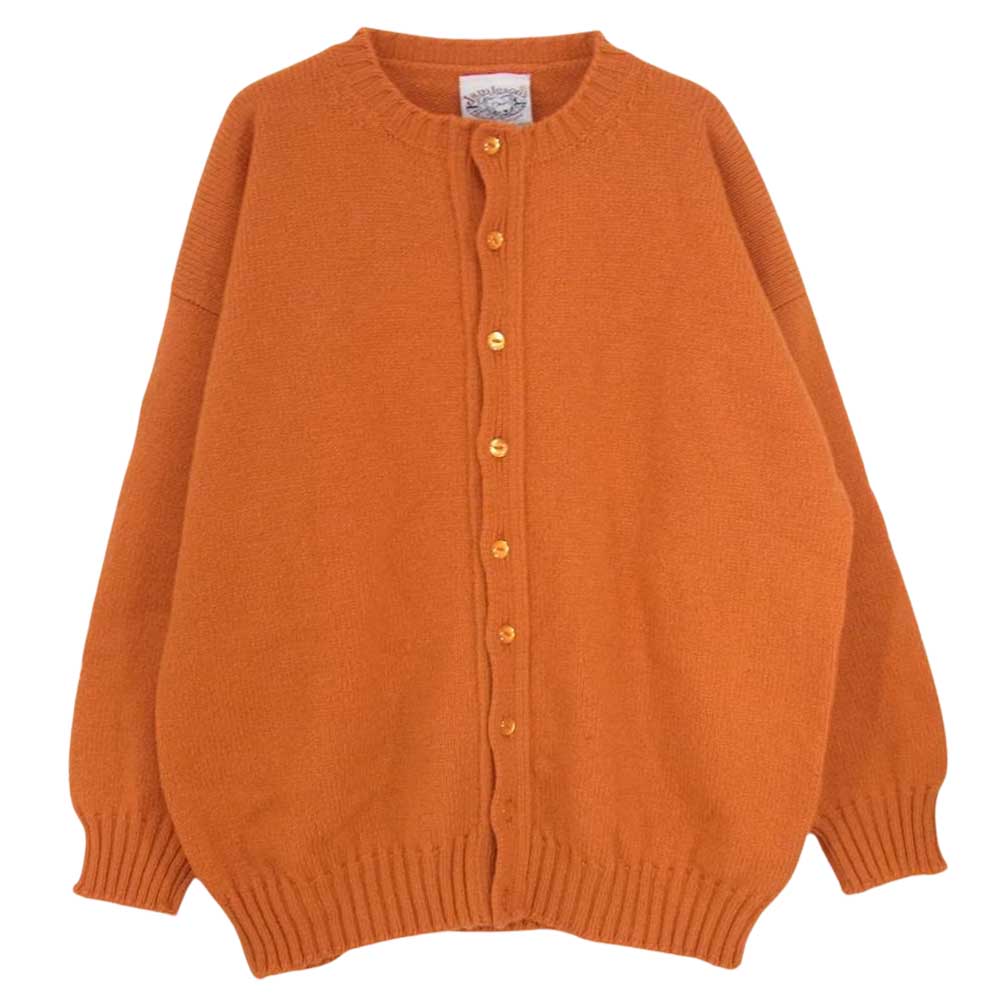 ジャミーソンズ シェットランド製 ウール クルーネック カーディガン オレンジ系 L【中古】