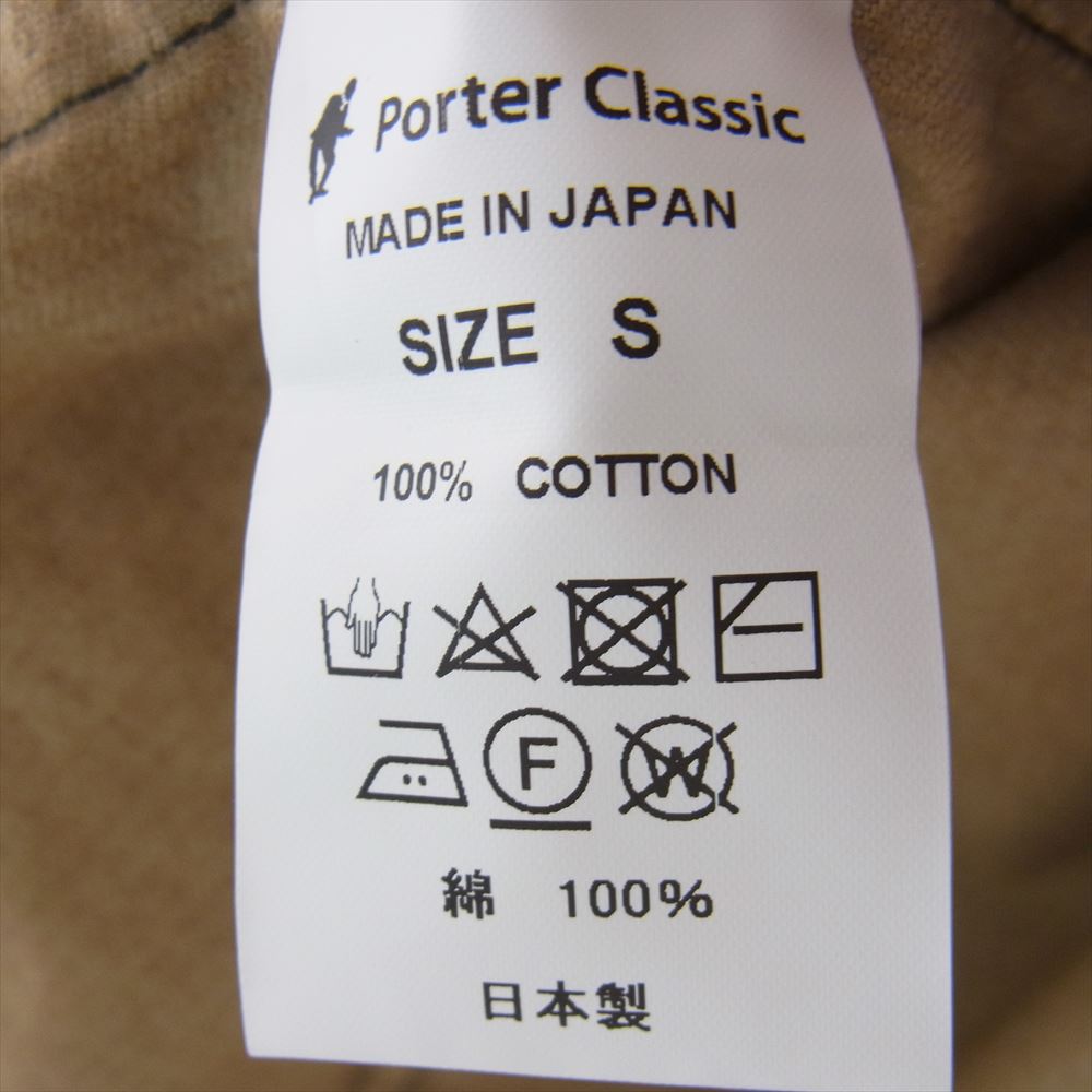 PORTER CLASSIC ポータークラシック CORDUROY CHINESE JACKET ブリズベンモス社製 コーデュロイ チャイニーズ ジャケット ライトブラウン系 S【中古】