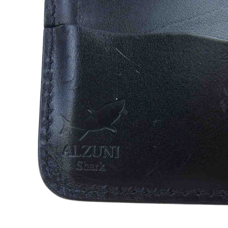 ALZUNI アルズニ shark シャーク レザー 二つ折り 財布 ウォレット ブラック系【中古】
